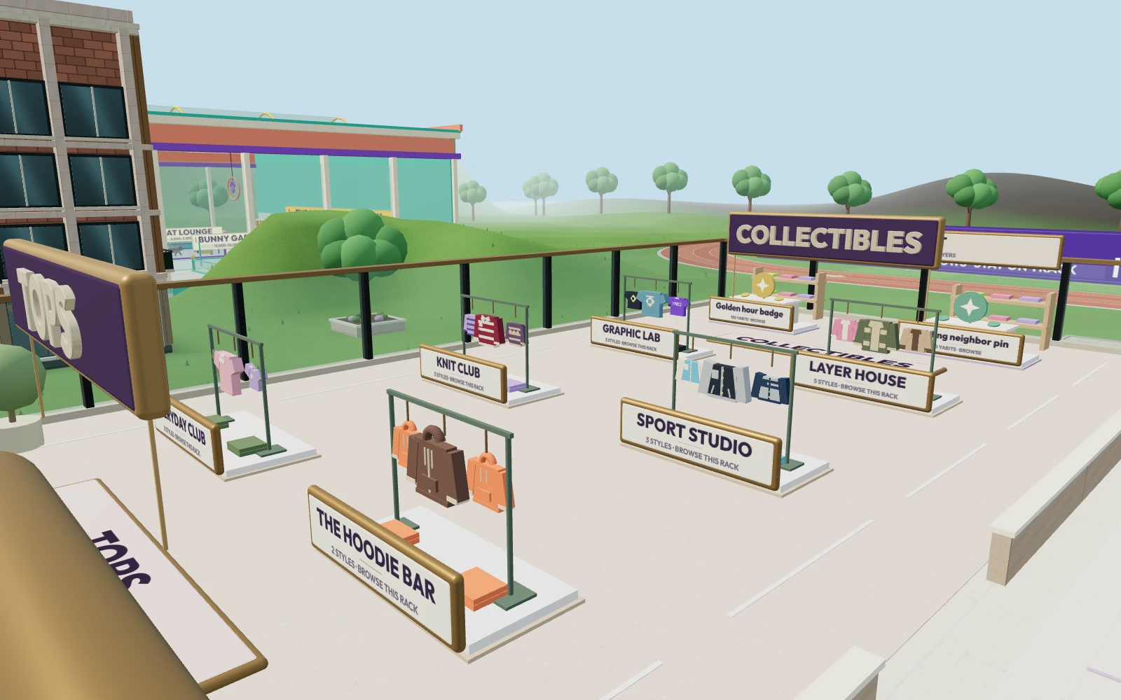 The glass-fronted Galleria and its clothing displays in Yabs